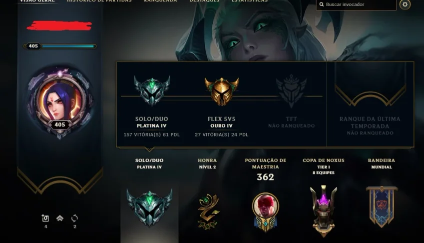 Conta Platina lv 405 + 148 Skins + Todos os campeões