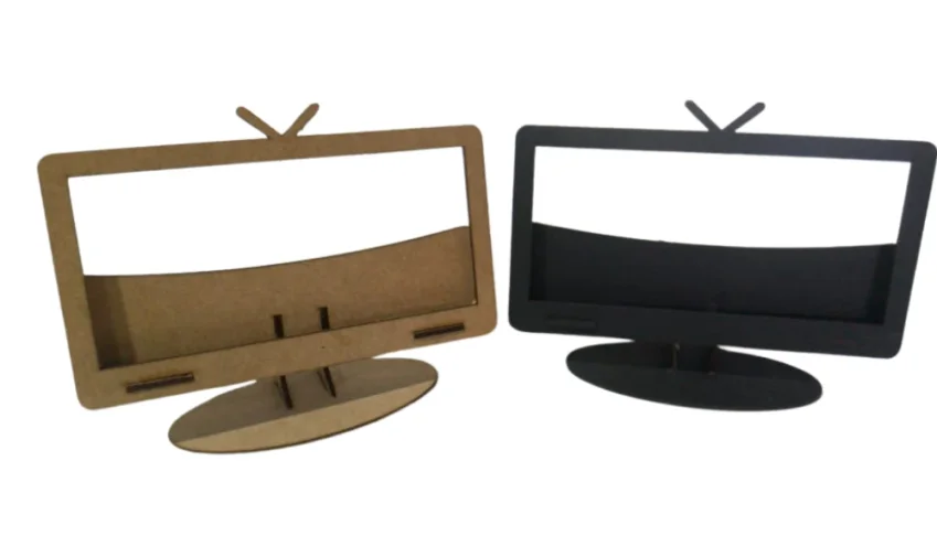 Kit 5 suporte de celular MDF, modelo tv retrô