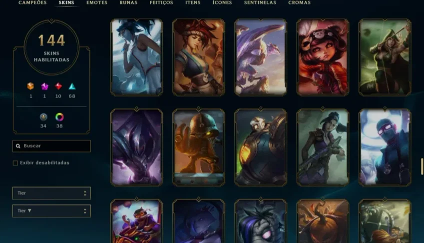 CONTA COM 144 SKINS BOAS, 156 CAMPEÕES, NUNCA BANIDA