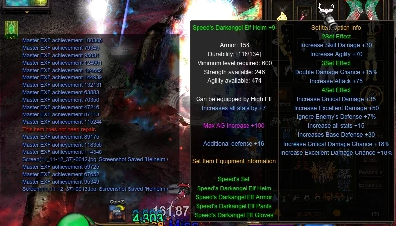 [MU Online – Hellheim] Kit ELF - Darkangel SET+BOW+LYRA