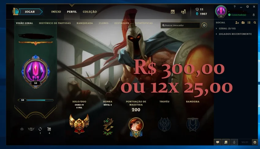 Conta League of Legends 119 Champions 24 Skins Gold lV