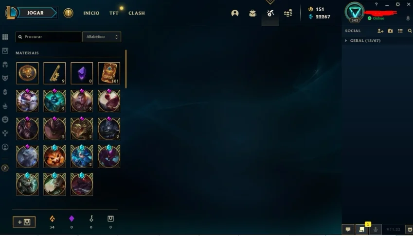 CONTA DO LOL PLATINA 1 TODAS AS SKINS ULTIMATE