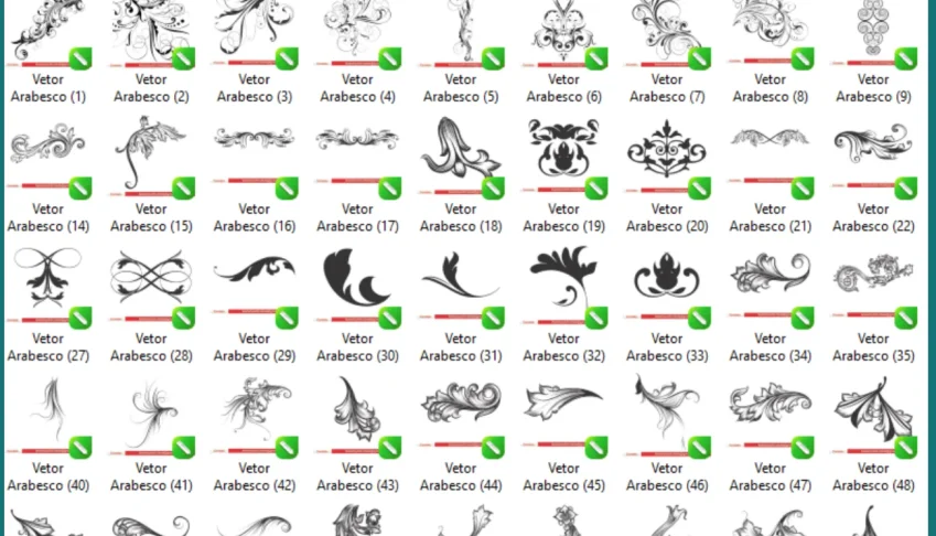 Pack 7.654 Arabescos Florais Vetorizados Para Corel Draw