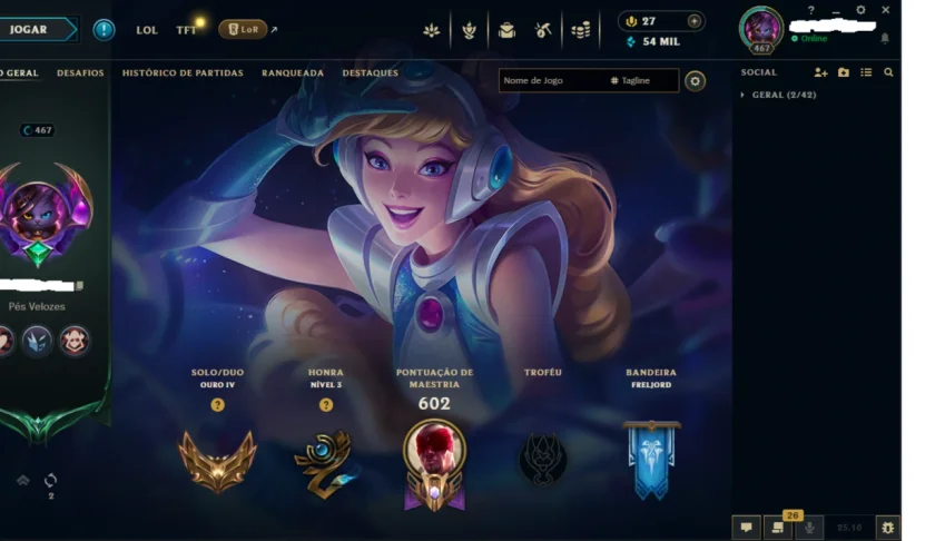 Conta League Of Legends, Ouro, Lvl 467 Com Várias Skins