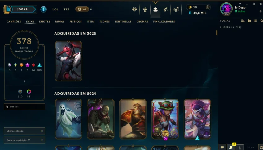 Vendo conta de League of legends nivel 304