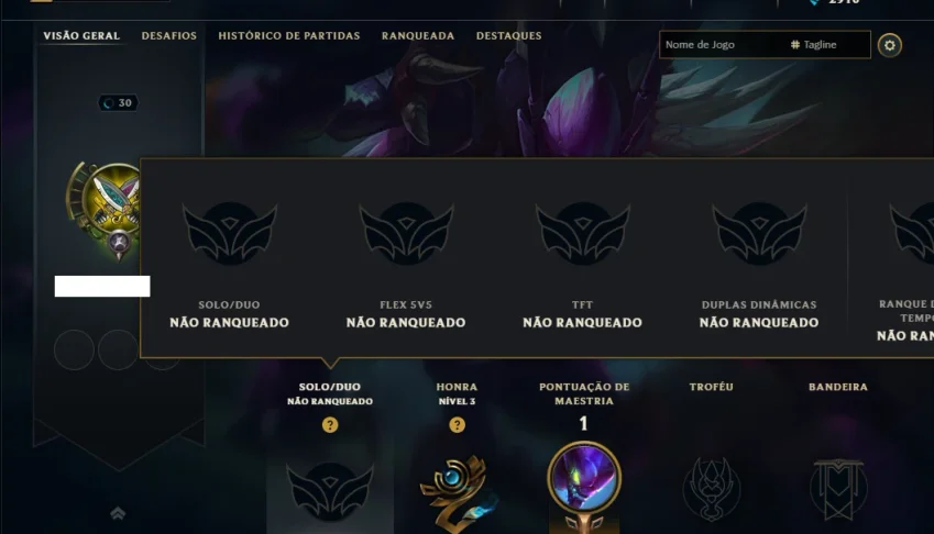 Unranked com 30 Champs e 2 Skins