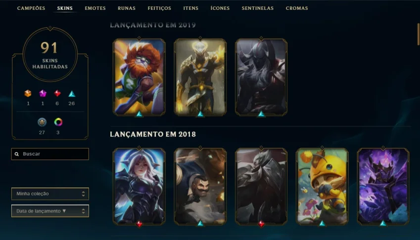Conta lvl 195 com todos os champs e muito mais