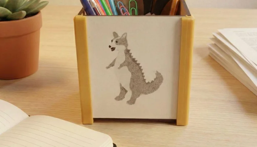 Porta-Lápis de MDF com Animais e Bordas Coloridas