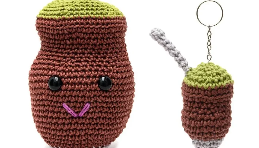 Duo Cuia de chimarrão e chaveiro mini cuia em amigurumi