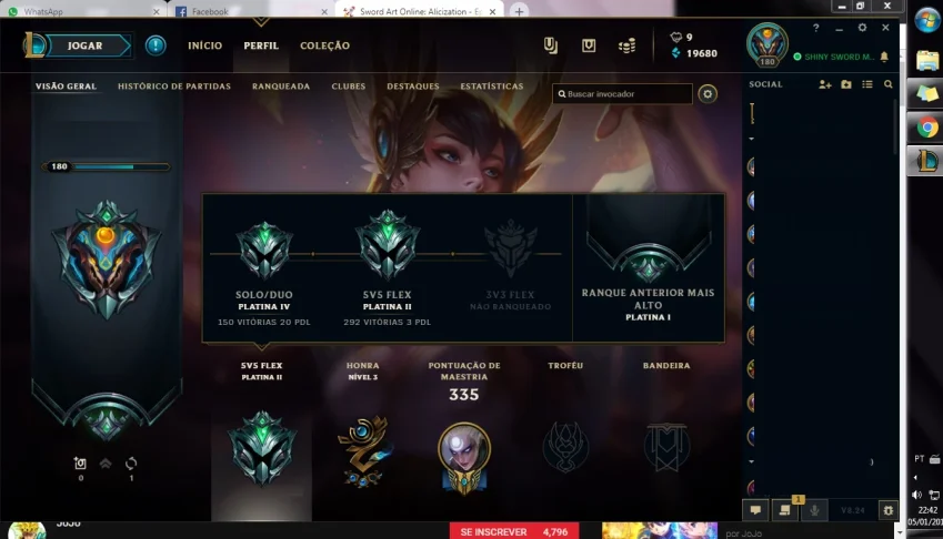 CONTA LEAGUE OF LEGENDS PLATINA 134 SKINS (4 ULTIMATE)