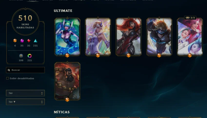 Conta Ex-Mestre 200 PDL, 510 Skins, Level 948