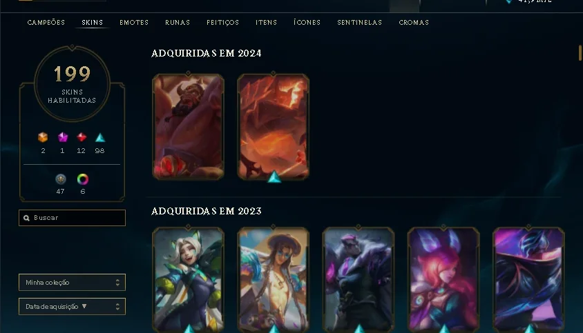 Conta Lol + Valorant - 200 skins Platina All champs Lvl 734