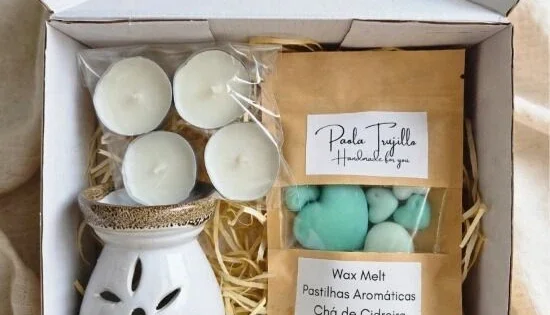 Kit Wax Melt Chá de Cidreira com Queimador de Cerâmica