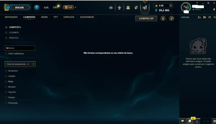 conta do league of legends