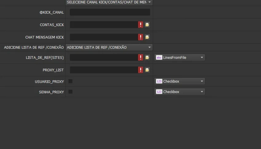 Novo programa para comentar Live kick chat