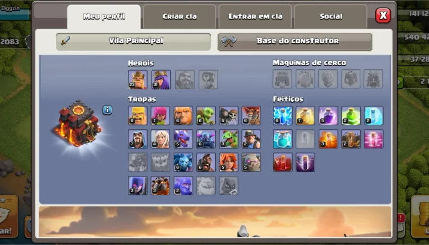 Conta CV 10,+2000 gemas, Rainha Arqueira LV31,5 Construtores