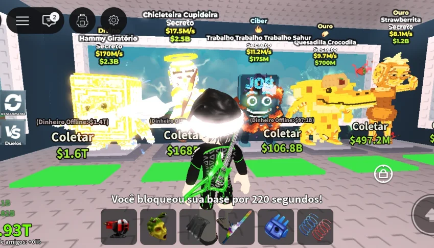 Conta de Roblox gemada mais de 150 reais gasto
