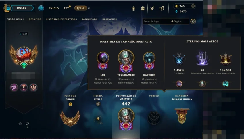 Conta Lol Lvl 350, Com 84 Skins, Faltando Poucos Champs