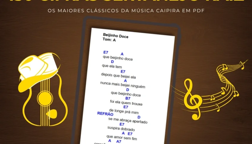 E-book 150 Cifras Viola Caipira Clássicos do Sertanejo Raiz