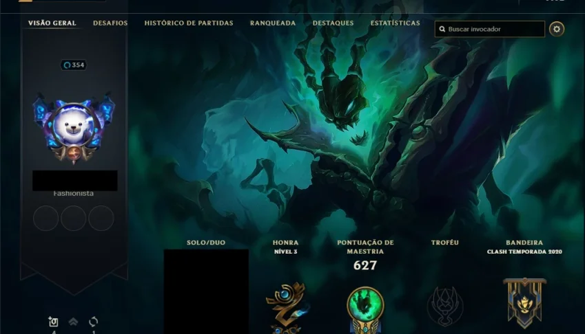 CONTA LOL LVL 354 COM VARIAS SKIN E TODOS CAMPEÕES