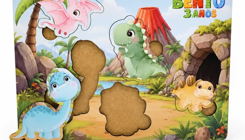 Jogo de Encaixe Dinossauros Baby Personalizado