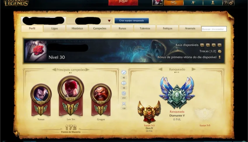 Conta no LOL D5 [94 SKINS] [11 PÁGINAS DE RUNA]
