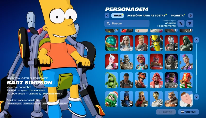 Conta Fortnite | 78 Skins | Bart Simpson | Entrega automátic
