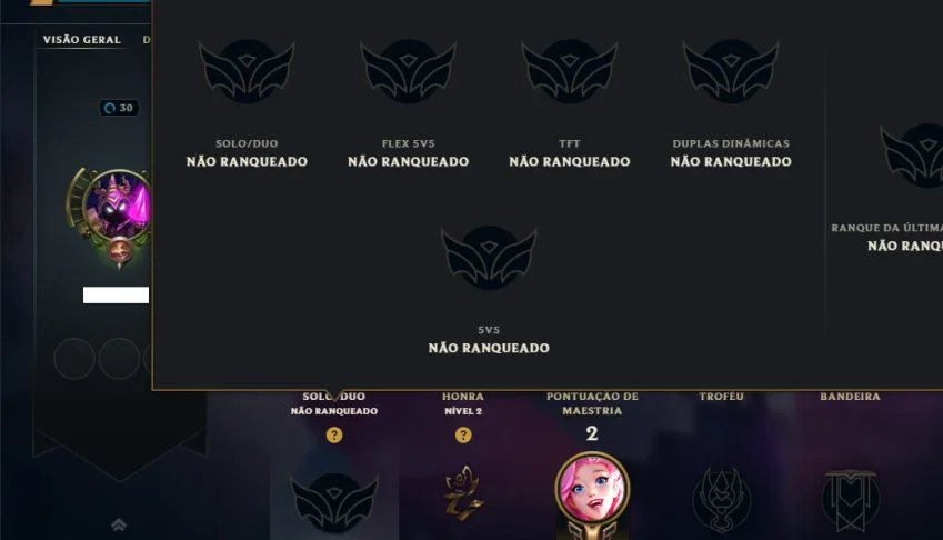 Unranked com 22 Champs e 37 Skins