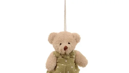 Ursinho com Macacão Pistache de Poá (7 cm)