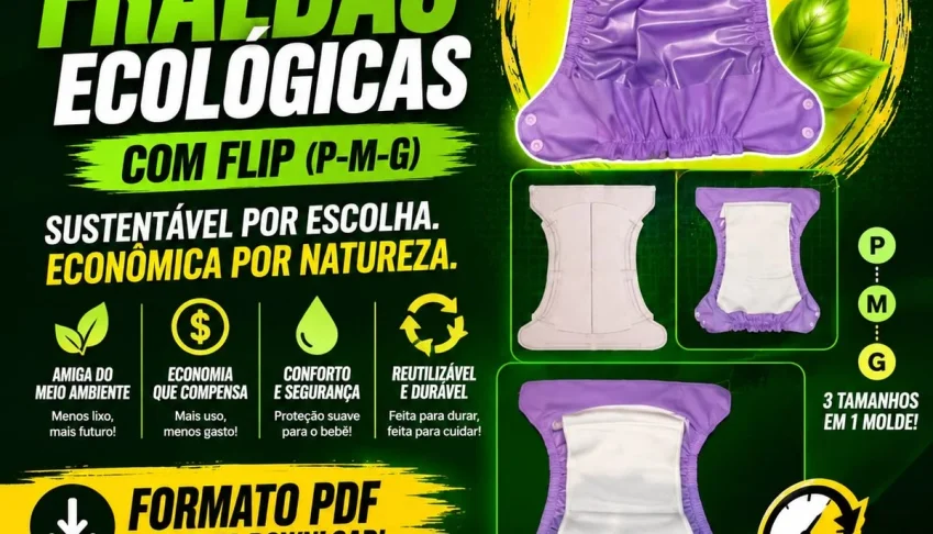Molde Fraldas Ecológicas com Flip - Tamanhos P/M/G