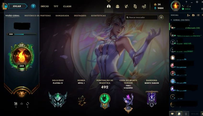 Conta lol platina