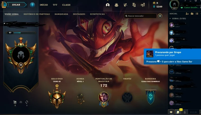 Conta league of legends smurf gold 3