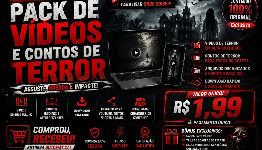👻 Pack De Vídeos E Contos De Terror | Entrega Imediata |