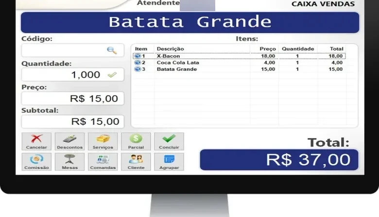 Sistema GrandChef para delivery pdv frente de caixa