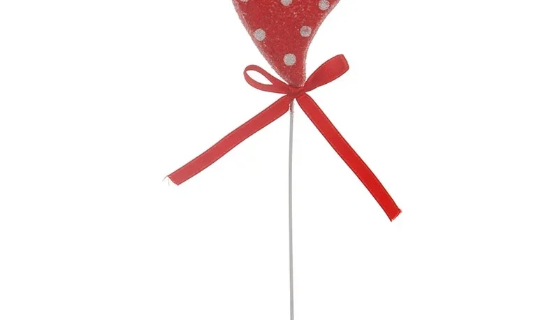 Pick Coração Decorado Poá - Vermelho/Branco