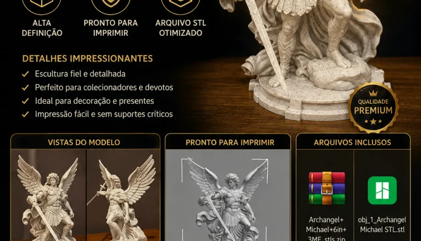 Arcanjo Miguel STL para Impressão 3D | Modelo Premium Ultra