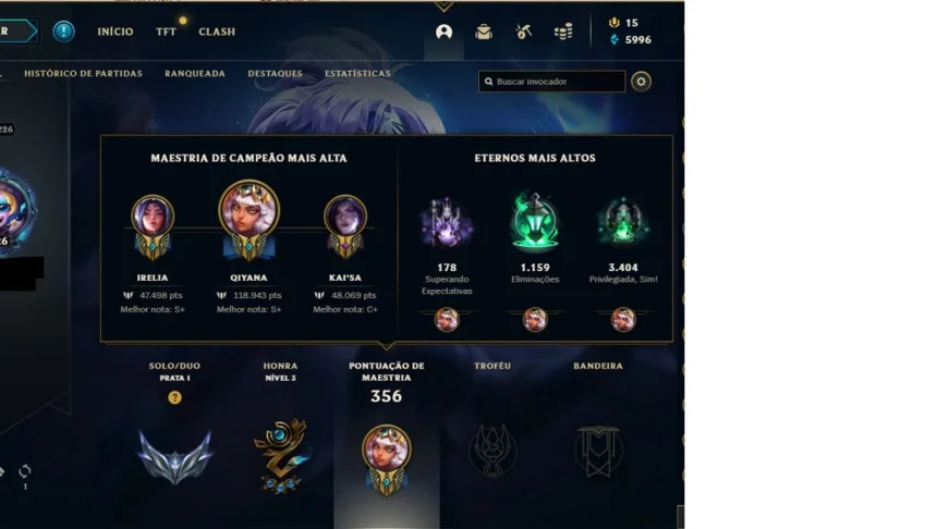Conta de lol 92 skins