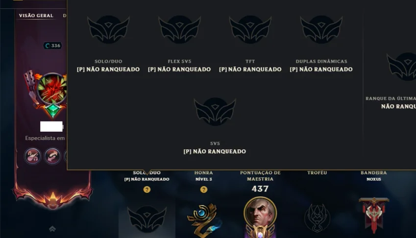 Unranked com TODOS os Champs e 133 Skins ( JG / MID / ADC )