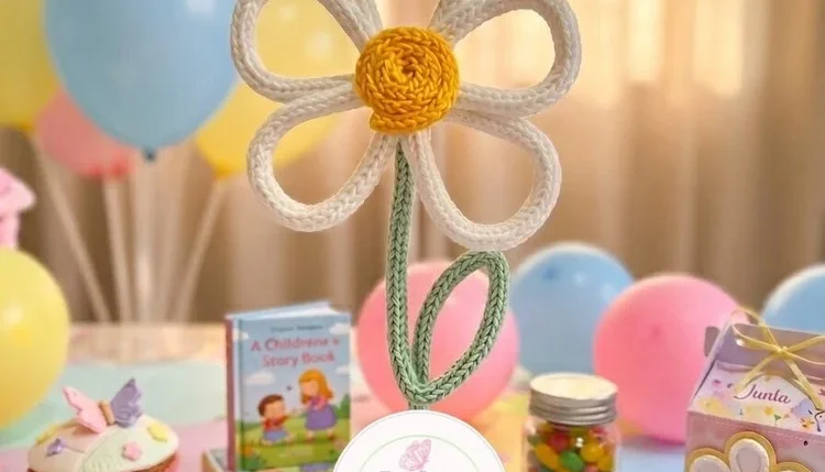 Centro de Mesa Flor / Margarida em Tricotin com 10 unidades