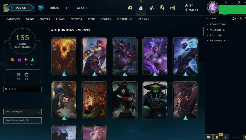 Conta com 135 Skins - League of Legends