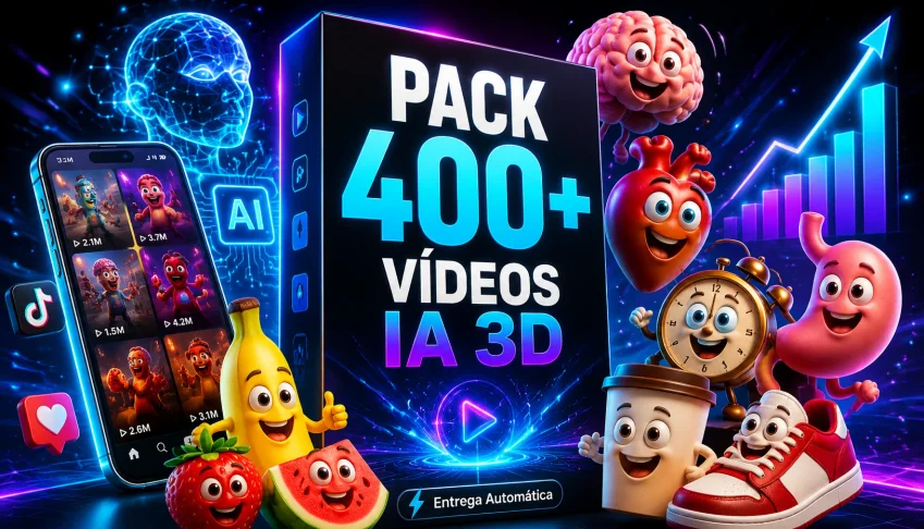 Pack 400+ Vídeos Animados IA — Histórias de Frutas, Objetos
