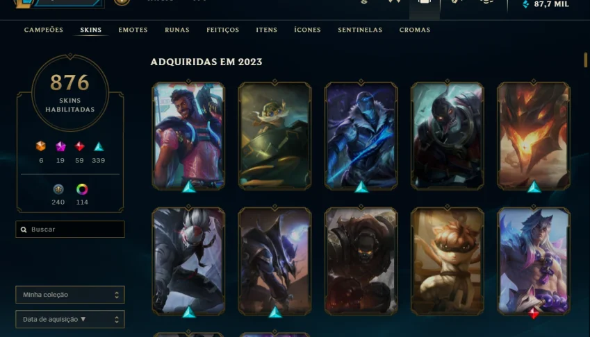 Conta League of Legends l Level 837 l SKINS 876