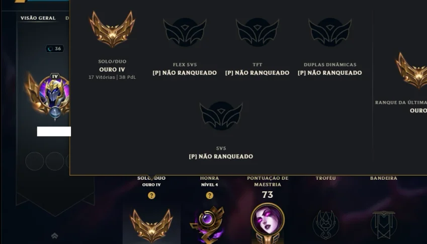 Ouro 4 com 55 Champs e 50 Skins ( ADC / SUP )