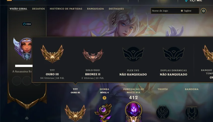 Bronze 2 com TODOS os Champs e 120 Skins ( MID / JG )