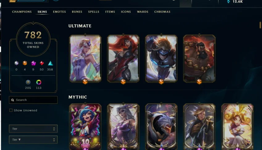 Vendo conta lol com 782 skin
