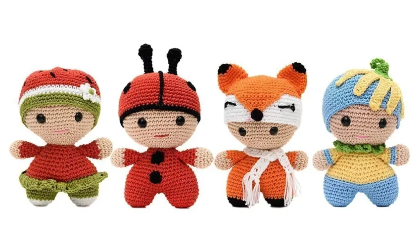 Kit 4 Bebês: Melancia, Raposa, Joaninha e Flor
