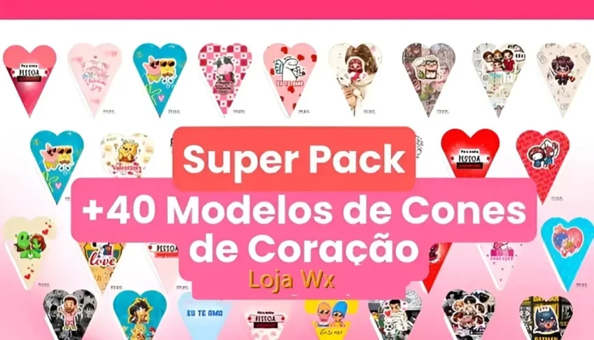 Pack Premium + 50 Moldes de Cones de Coração