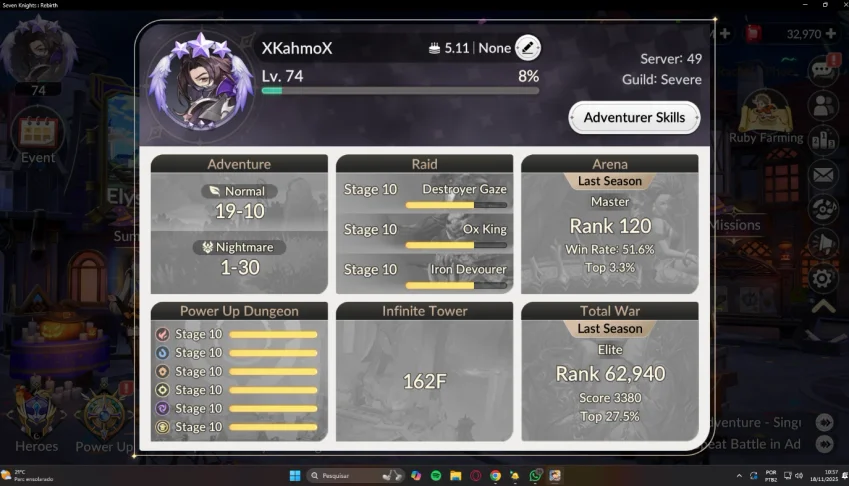 Conta 7 Knights Rebirth KyleT6 TeoT6 EileeneT6 Challenger
