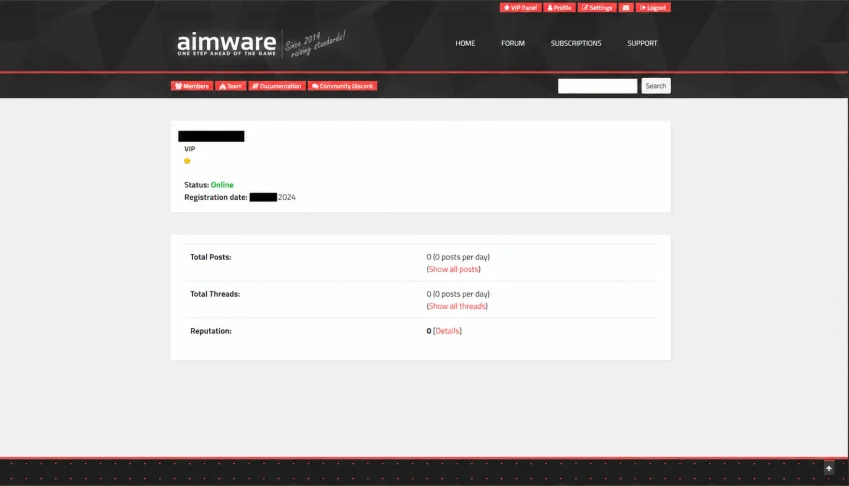 Conta Aimware com assinatura CS2 sem data de expiração