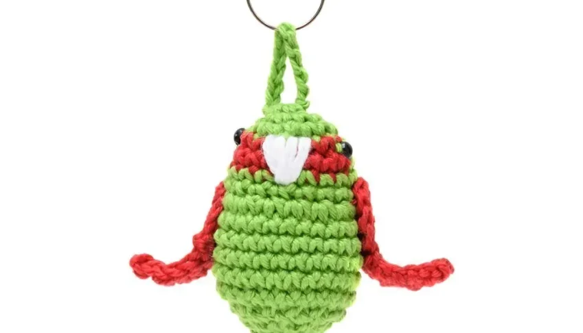 Chaveiro Passarinho Verde em Amigurumi